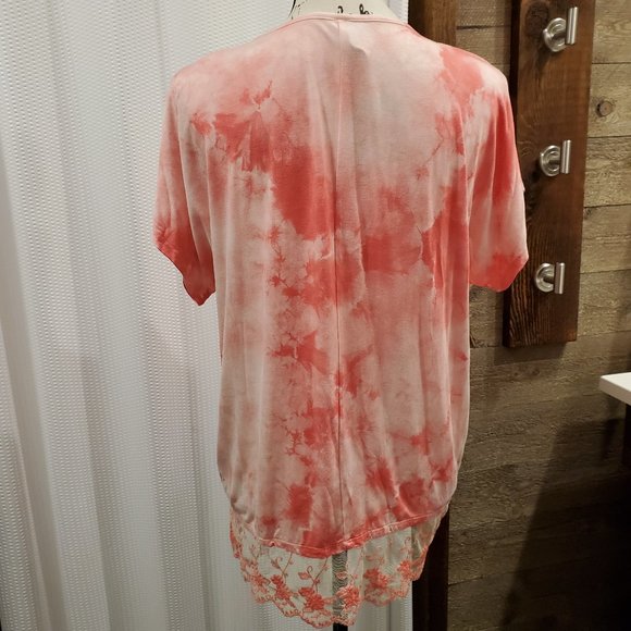 Olivia Tie Die Blouse Top Embellished Stretch Lace small - Picture 5 of 10